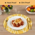 thumbnail image 4 of Yellow Geometric Round 15 Inch Placemats Set of 4, Abstract Stripes Modern Minimalist HeatResistant Non Slip Place Mats for Dining Table, Wipeable Braided Kitchen Table Mats for Housewarming, 4 of 9