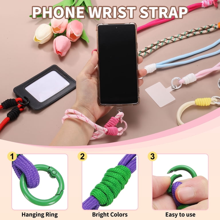 3pcs Handmade Braided Phone Wrist Strap For Mobile Phones Short