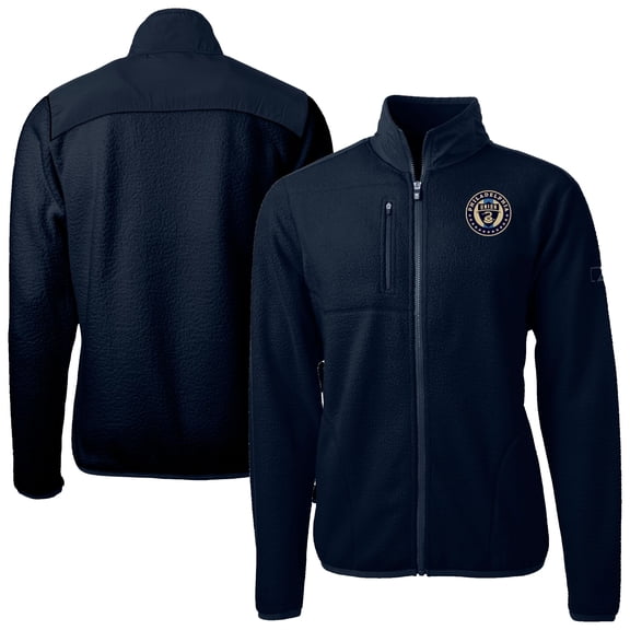 Men's-Cutter & Buck Navy Philadelphia Union Cascade Eco Fleece Full-Zip Jacket
