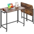 thumbnail image 3 of Petit Bureau d'Ordinateur Mobile Roulant, Chariot Pliant pour Portable avec Roues, Table de Bureau Portable pour Petit Espace, Canapé-Lit - Rustique et, 3 of 5