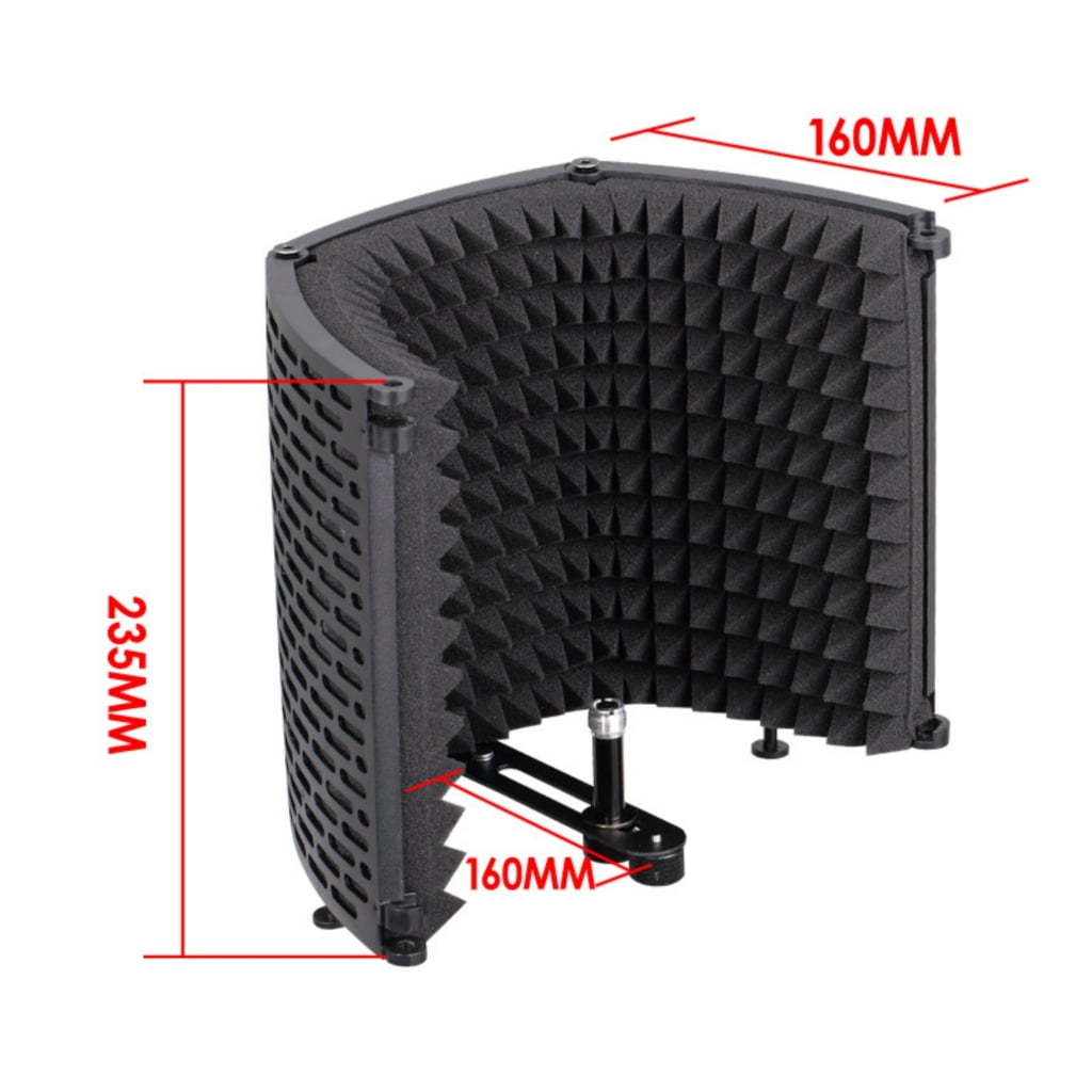 Portable Microphone Isolation Screen Microphone Isolation Shield Sound Absorbing Foam for Desktop or Stand Mounting