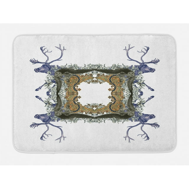 Victorian Bath Mat, Frame with Two Girl Flying to Two Owl Two Hunter Animal Wildlife Jungle, Non-Slip Plush Mat Bathroom Kitchen Laundry Room Decor, 29.5 X 17.5 Inches, Violet Tan Pearl, Ambesonne