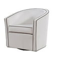 thumbnail image 2 of Keely  Cream Velvet with Contrasting Brown Welt Barrel Swivel Chair, 2 of 7