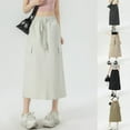 thumbnail image 5 of Everyday Women Casual Maxi Skirt High Waist With Pockets And Slit Detail - Army Green L, 5 of 7