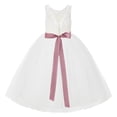 thumbnail image 2 of Ekidsbridal Ivory V-Back Lace Tutu Junior Pageant Gown Father Daughter Dance Recital Flower Girl Dresses 212R3 7, 2 of 3