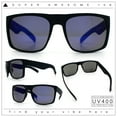 thumbnail image 2 of Mens Color Mirror Soft Matte Flat Top Sport Horn Rim Rectangle Sunglasses Matte Black - Purple Blue Mirror, 2 of 8