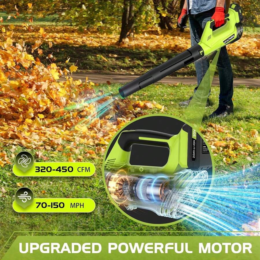 Electric Leaf Blower, Electric Cordless Leaf Blower With 2 Batteries And Charger, 2 Speed Mode, Lightweight Leaf Blowers For Blowing Leaves, Patio Cleaning, Lawn Care And Dust,Christmas Gift