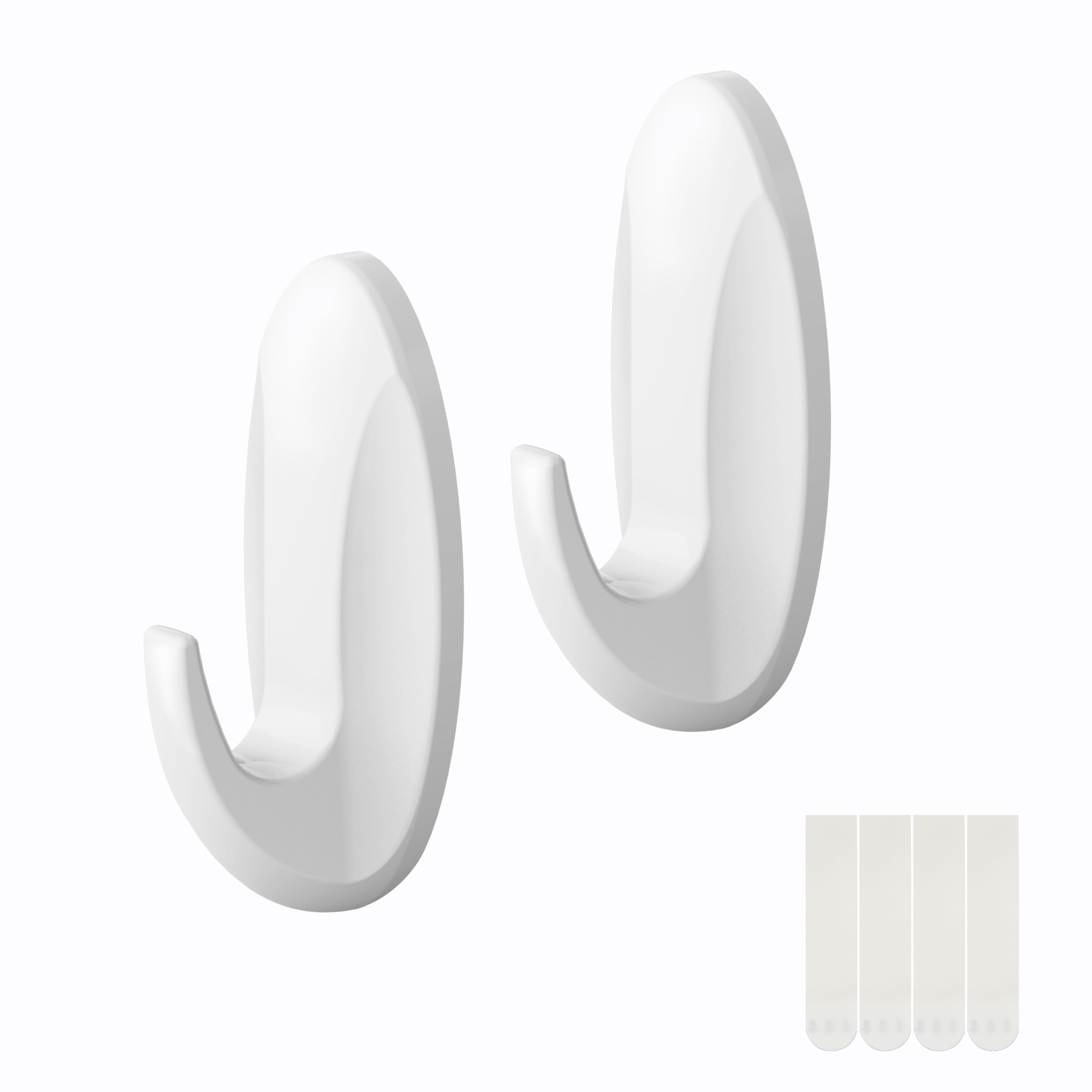 Pen+Gear Heavy-Duty Plastic Adhesive Large Wall Hooks, Damage Free, White, 2 Count