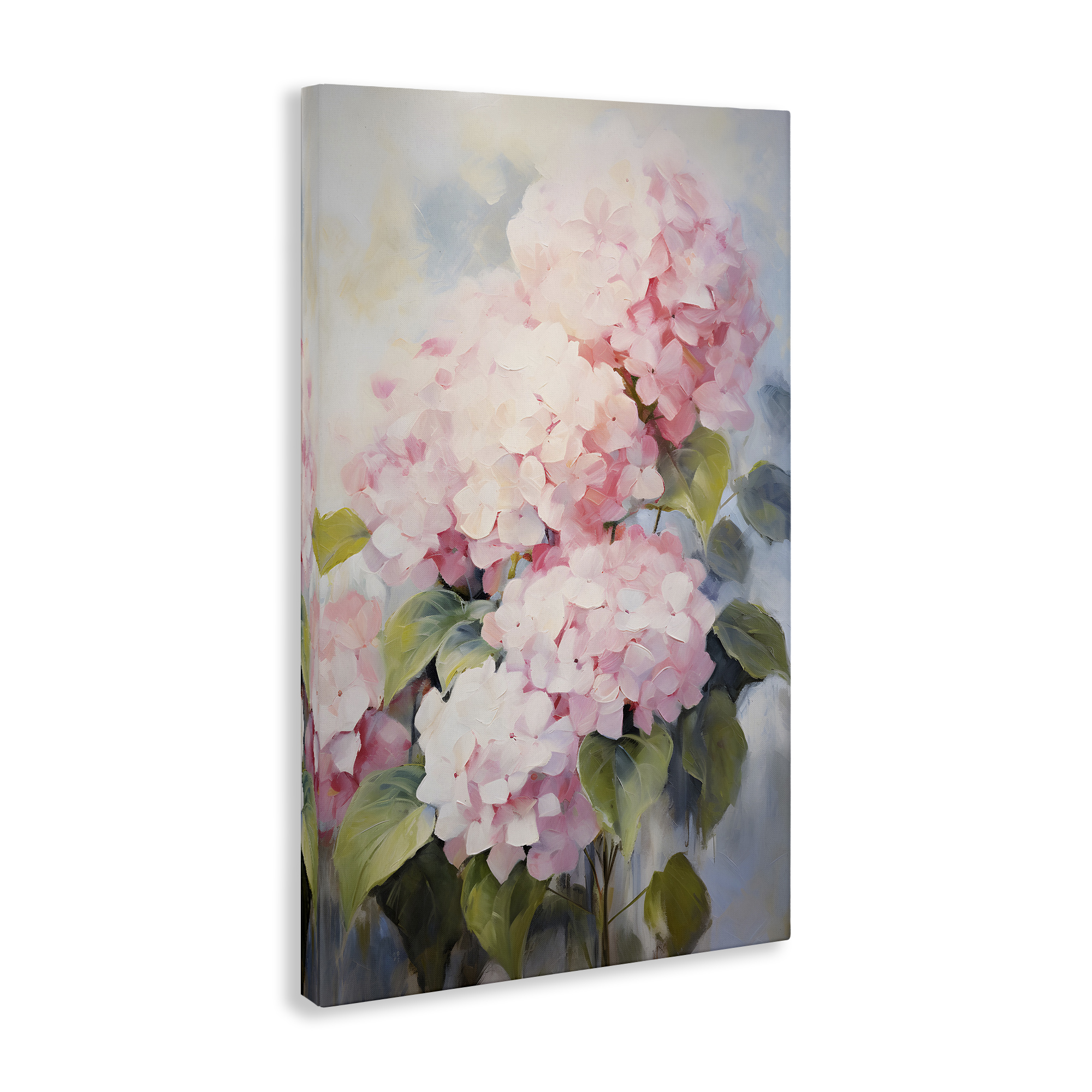 Stupell Industries Pale Pink Hydrangea Botanical & Floral Painting Gallery Wrapped Canvas Art Print Wall Art, 16 x 24