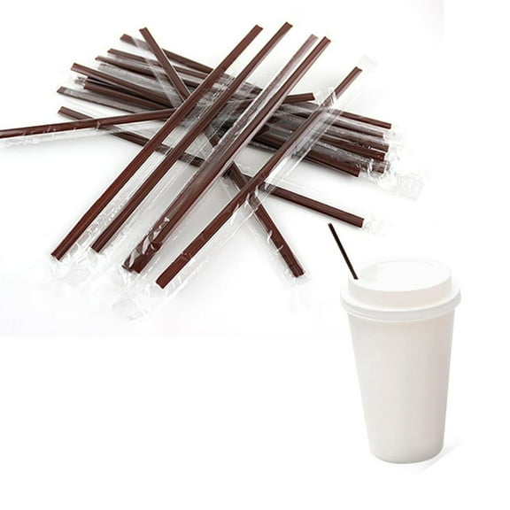 50Pcs Disposable Straw,7In Multi-purpose Beverage Stirrers Stir sticks,Individually Wrapped Coffee Two Holes Straws for Party Supplies