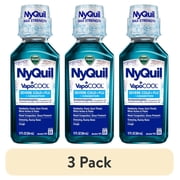 (3 pack) Vicks NyQuil VapoCOOL SEVERE Cold, Flu, and Congestion Medicine, Menthol Flavor, 12 fl oz