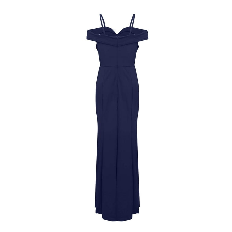 BEEYASO Clearance Dresses for Women Solid Long Evening Gown Short Sleeve  Fashion V-Neck Dress Navy m 