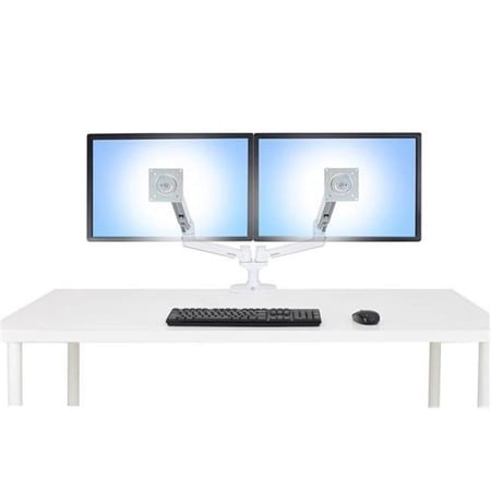 UPC: 0698833058406 | Ergotron LX Dual Side-by-Side Arm – Mounting kit (desk clamp mount  pole  2 articulating arms  2 extension brackets  t-bracket  base) – Patented Constant Force Technology – for 2 LCD displays – aluminum  steel – white – screen size: up to 27