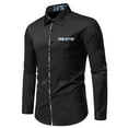 thumbnail image 5 of WREESH Men's Elegant Dress Button Down Shirts Casual Long Sleeve with Patchwork Design, Turn-Down Collar, and Solid Color for a Versatile Wardrobe Essential Black, 5 of 9