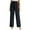 Black, variant on qucoqpe Spring and Fall Casual Cotton Linen Pants for Women Trendy Elastic Waist Drawstring Pockets Flowy Pleated Sports Work Pants Straight Wide Leg Sweatpants Navy L