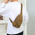 thumbnail image 2 of Stylago Canvas Crossbody Sling Bags for Men Casual Mini Backpack Students Lightweight Hiking Sports Zipper Chest Bag Fanny Pack Brown, 2 of 6