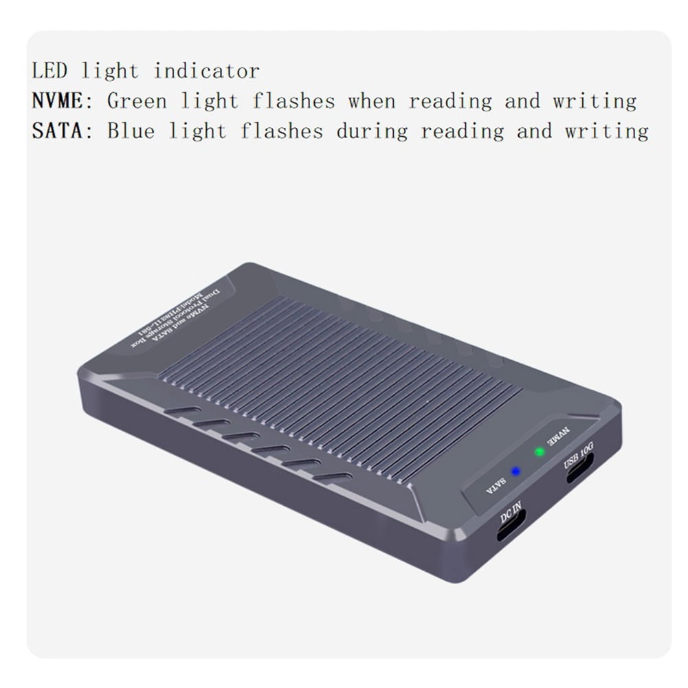 M.2 NVME NGFF SSD Enclosure Single Chip Dual Protocol Dual Disk USB3.2 10Gb Mobile Storage Hard Drive Box