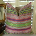 thumbnail image 3 of Plutus Fuchsia Stripes Handmade Throw Pillow-Color:Multi,Size:18" x 18", 3 of 4