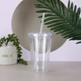 thumbnail image 1 of Vasos de viaje aislados, paquete de 2, vaso acrílico transparente blanco + rojo con pajita, taza de café reutilizable con aislamiento de doble pared, 1 of 5