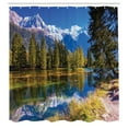 thumbnail image 3 of Ambesonne Nature Shower Curtain, Snowy Alps Lake Pine, 69"Wx75"L, Green White Blue, 3 of 5