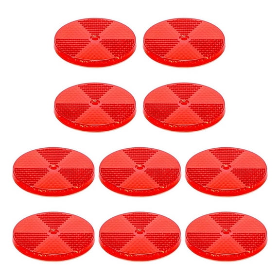 10 Pack Front Round Reflector for Driveway Fence Gate Posts Trailers Reflectors with Center Mounting Holes Red