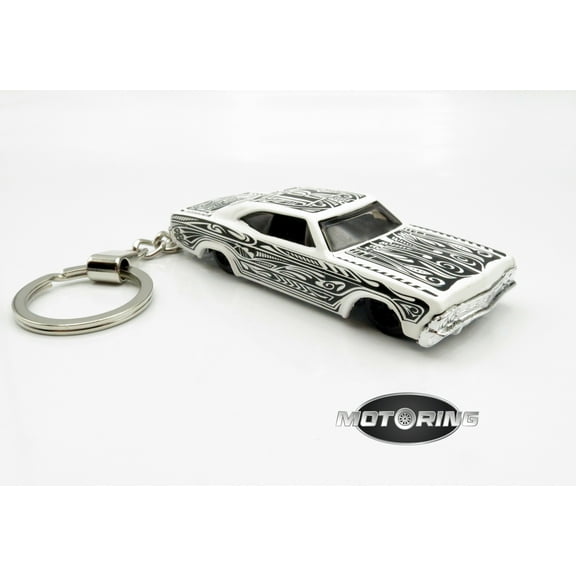 1965 '65 Chevy Impala White Black Car Rare Novelty Keychain 1:64 Diecast