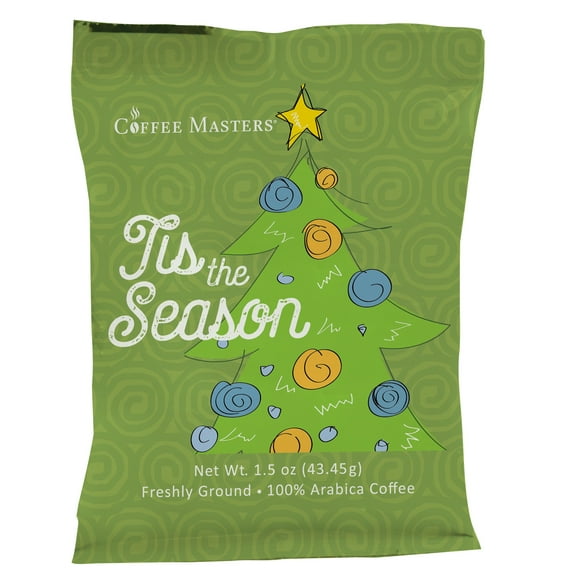 Coffee Masters Tis' The Season Christmas Perfect Potfuls 1.5 oz Ground Coffee Packets (24 Pack)