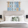 thumbnail image 3 of Blue Mediterranean Kitchen Curtains Window Panels, Vintage Moroccan Tiles Texture Insulated Window Treatment Curtain, Grommet Curtains for Bedroom/Living Room/Bathroom, 2 Piece 42"Wx45"L, 3 of 8