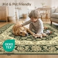 thumbnail image 4 of ODIKA 5'x7' Washable Area Rug Forest Vintage Central Motif Faded Ivory Accent Traditional Design for Dining Room, Under Table, Home Office, Non-Slip Chair-Friendly, 4 of 7