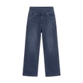 thumbnail image 5 of QIUOMBBP Wide Leg Jeans Woman High Waisted Pull On Jean Stretchy Tummy Control Baggy Straight Denim Trousers with Pockets Navy XXL, 5 of 9