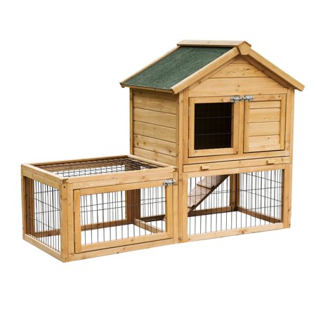 Wooden Bunny Hutch w/ Outdoor Run