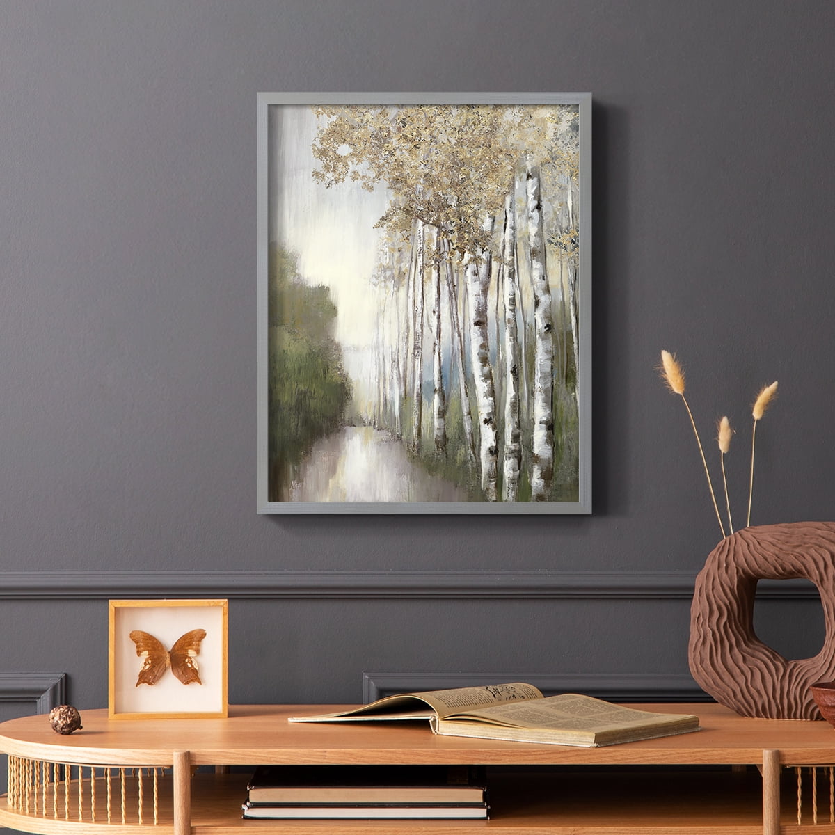 Woodland Walk Neutral Framed Print - Solid Wood in Single Picture Frame Solid Wood 2 Framed Print