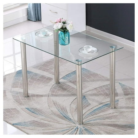 

BULYAXIA Tempered Glass Dining Table Table with Rust Resistant Legs for Kitchen Dining Room Restaurant Coffee Shop Domestic 28in x 43in(Clear Dining Table)