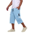 thumbnail image 5 of Long Shorts for Men Below Knee Elastic Wasit Cargo Short Pants Lightweight 3/4 Running Hiking Shorts with Pockets,Sky Blue,2XL, 5 of 6