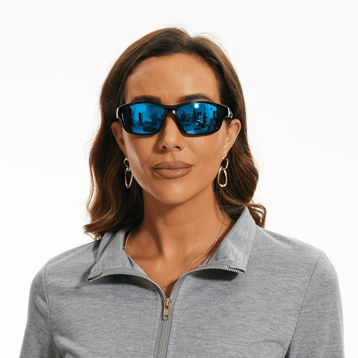 B.N.U.S Corning Glass Lens Polarized Sunglasses for Men & Women Blue Mirrored Black Men‘s Glasses
