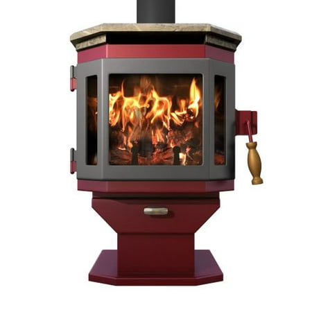 Mojave Red Catalyst Wood Stove with Charcoal Door and Soapstone