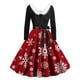 thumbnail image 1 of Vestidos de Navidad Para Mujer, Vestido de Columpio, Manga Larga, Estampado Navideño, Patchwork, Peludo, Cuello en V, Vestido Retro Con Espalda Descubierta Odeerbi ODB200973, 1 of 3
