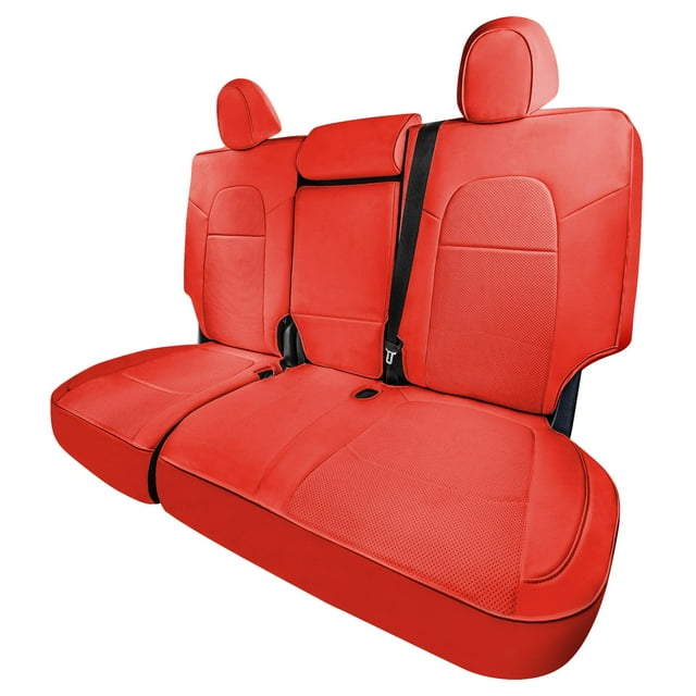 For 2020-2024 Tesla Model Y FH Group Faux Leather Custom Fit Car Seat Covers Rear Seat - Solid Red
