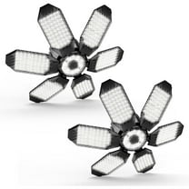 BN-LINK 2 Pack Garage Lights, 18500LM 6500K Deformable LED Garage Light with 6 1 Adjustable Panels, Ultra Bright Lights Workshop Warehouse, Black