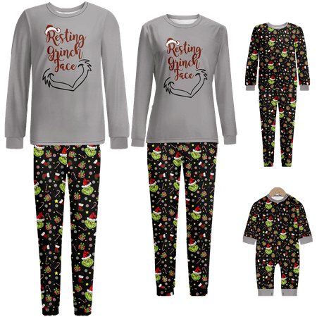 

Family Christmas Pajamas Christmas Print Sizes Baby-Kids-Adult-Pet 2-Piece Top and Pants Bodysuits Xmas PJS Sleepwear