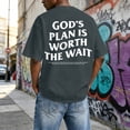 thumbnail image 4 of Christian Graphic Shirts for Men God's Plan Is Worth The Wait Oversized Acid Wash Tshirt Faith Back Print Religious T-shirts Casual Tops for Streetwear Summer Vacation, 4 of 6