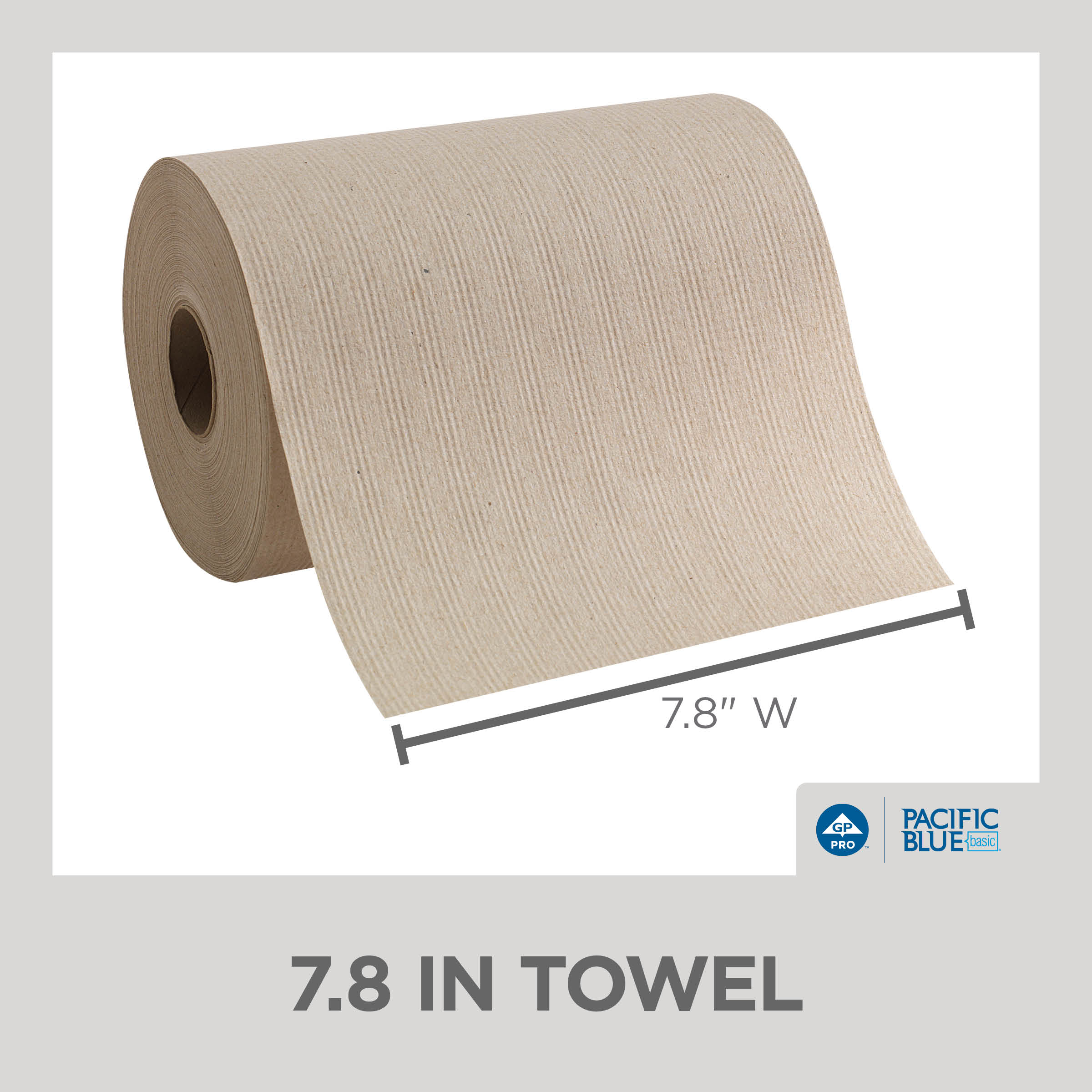 Pacific Blue Basic® Recycled Paper Towel Roll by GP PRO (Georgia-Pacific), Brown, 26401, 350 Feet Per Roll, 12 Rolls Per Case