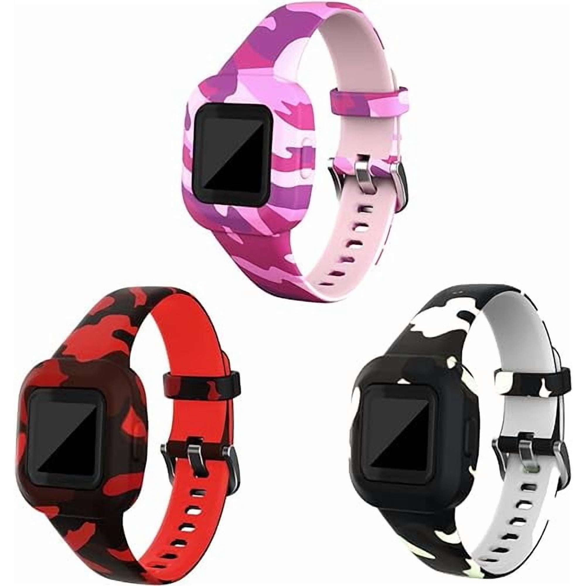 Tianle 3 Pack Compatible with Garmin Vivofit jr 3 Bands, Replacement Silicone Wristband Camouflage Watch Straps for Vivofit jr. 3 Fitness Tracker