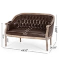 thumbnail image 6 of Noble House Sarahbella Faux Leather Upholstered Loveseat, Dark Brown, 6 of 8