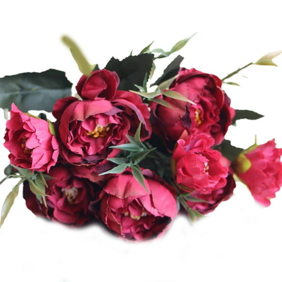 Artificial Silk Flower Peony Fake Flowers Bouquet Bride Wedding Party Home Decor Red Silk Flower