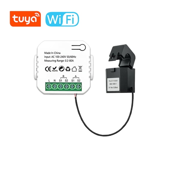 Riwcyla Wifi Intelligent Energy Meter Solar PV System Power Production Consumption Bidirectional Monitoring Meter Mobilephone APP Control Power Monitor with CT