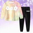 thumbnail image 2 of UAYOTSE Toddler Girls Tie Dye Pattern Crewneck Top + Flared Pants 2Pcs Boho Chic Outfit Size 2-3 Years, 2 of 9