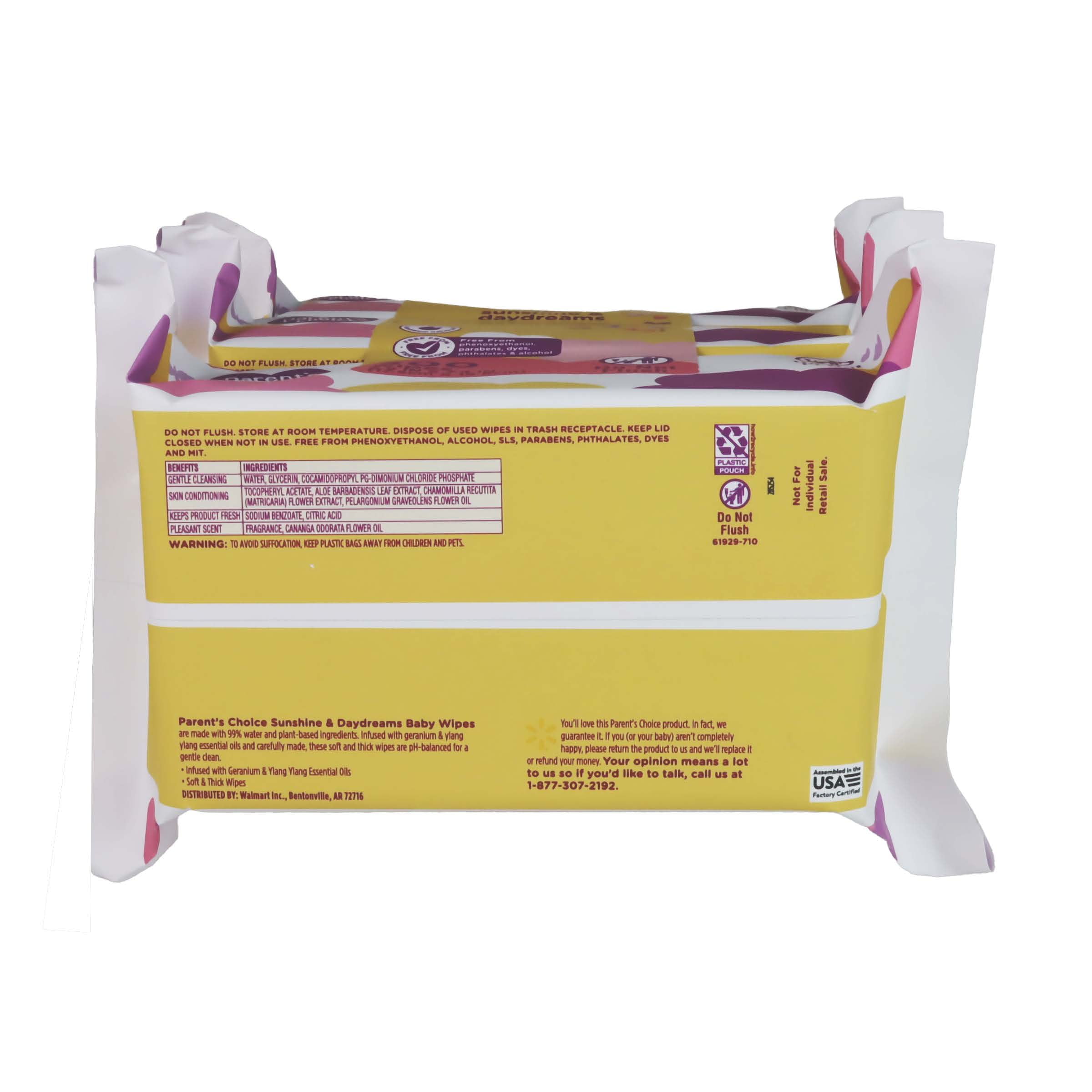 (4 pack) Parent's Choice Limited Edition Sunshine & Daydreams Baby Wipes, 300 Count