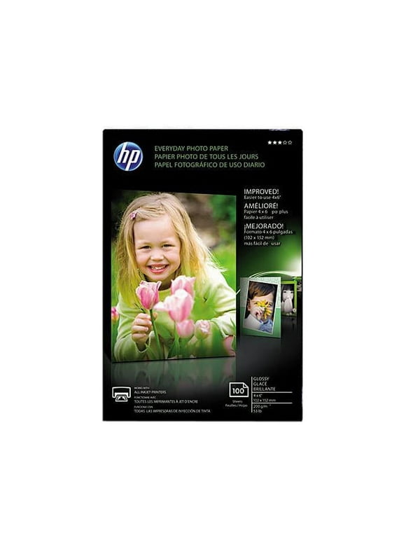 HP Everyday Photo Paper Ideal for All Inkjet Printers Glossy Surface Finish 4x6 in.