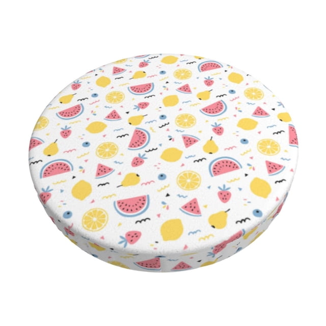 Disketp Tropical Fruit Funda Redonda para Taburete, Funda de Cojín para Silla de Bar Suave y Elástica-12 inch